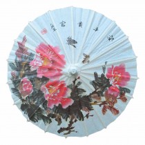 Decorative Use Peony Chinese Paper Umbrella DIY Art and Craft, 15.7 inch