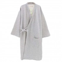 Japanese Style Nightgown Men Autumn Winter Cotton Robe Kimono Pajamas Bathrobe, Grey