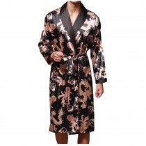 Kimono Long Bathrobe Lightweight Sleepwear Wedding Patterned Pajamas for Men