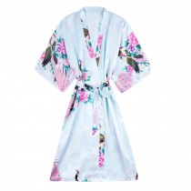 Children Nightgown Japanese Style Bathrobes Flower Girl Kimono Pajama,Light Blue