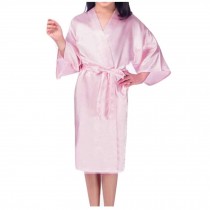Wedding Flower Girl Satin Kimono Robes Japanese Style Pajama Spa Bathrobes, Pink