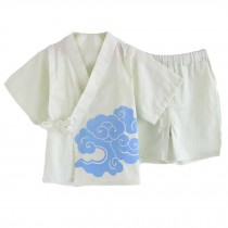 Summer Cotton Pajama Set Japanese Style Girls' Pajamas Suit Bathrobe, Beige