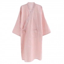 Women Cotton Kimono Yukata Robes Bride and Bridesmaid Nightgown,Pink