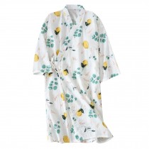 Women Sleepwear Cotton Robes Kimono Pajama Large Night Gown Yukata,White