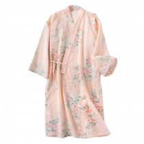 Women's Cotton Yukata Robe Kimono Bathrobe Sleepwear Wedding Party Gift, Orange