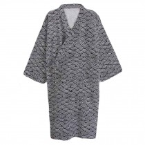 Mens Cotton Kimono Robe Lightweight Spa Bathrobe Pajama, Black