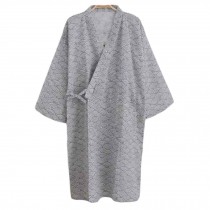 Men Sleepwear Cotton Robes Kimono Pajama Large Night Gown Loose Lounger, Grey