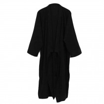 Summer Cotton Men Kimono Yukata Bathrobe Home Sleepwear Nightgown, Black