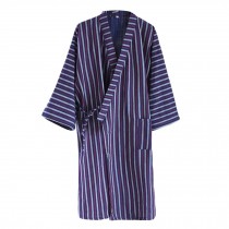 Men's Japanese Style Yukata Stripe Kimono Home Robe Pajamas Dressing Gown, Blue
