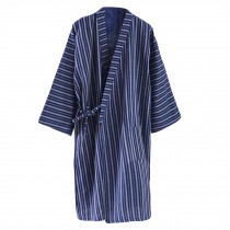Kimono Loose Cotton Pajamas Bathrobe Men's Yukata Homewear Dressing Gown,Blue