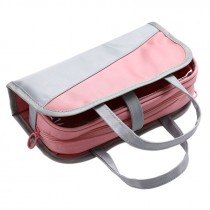Large Capacity Handhold Pencil Pen Case Travel Make Up Cosmetic Bag, Grey Pink