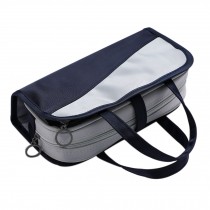 Large Capacity Handhold Pencil Pen Case Travel Make Up Cosmetic Bag, Navy Grey