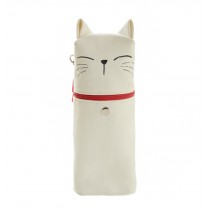 Cute Standable White Smile Cat Pencil Pen Holder With Handle for Students Office
