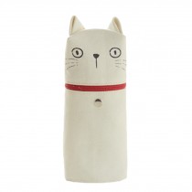 Cute Standable White Daze Cat Pencil Pen Holder With Handle for Students Office