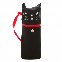 Cute Standable Black Laugh Cat Pencil Pen Holder With Handle for Students Office