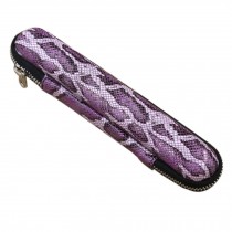 Leather Hard Shell Zipper Single Pen Case Holder Pen Pencil Protective Box, Purple Python Pattern