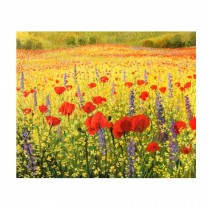 500 Piece Wooden Jigsaw Puzzle for Adults, Oil Painting Corn Poppy Flower Lavender