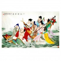 500 Piece Wooden Jigsaw Puzzle for Adults Chinese Mythological Figures, The Eight Immortals Crossing the Sea