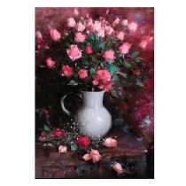 500 Pieces Jigsaw Puzzle for Adults Wooden Puzzle Game Decoration Gift - Oil Painting Pink Rose