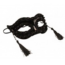 Black Flowers Deecorative Masquerade Mask With Tassels Halloween Mardi Gras Masks