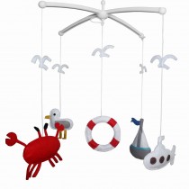 Handmade Baby Crib Mobile Shower Gift Nursery Decoration for Boys Girls Baby, Ocean Crab Sea Gull Boat Submarine