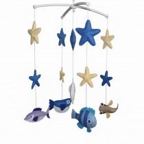 Blue Baby Crib Mobile for Boys Girls Baby Shower Gift Set Hanging Decoration Toy Newborn, Ocean Fish