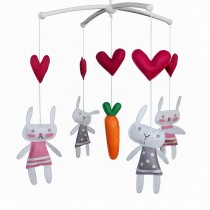 Handmade Cute Rabbit and Carrot Baby Crib Mobile Bed Bell Musical Mobile Hanging Nursery Decor