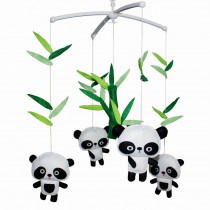 Handmade Panda and Bamboo Baby Crib Mobile Hanging Nursery Decor Bed Bell Musical Mobile