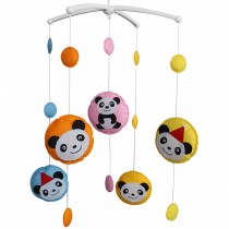 Handmade Baby Crib Mobile Colorful Panda Baby Musical Mobile Kids Room Nursery Decoration Yellow Orange Pink Blue