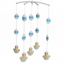 Handmade Baby Crib Mobile Cute Chicken and Eggs Baby Musical Mobile Kids Room Decor , Yellow Blue