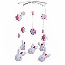 Baby Musical Mobile White Rabbit Flower Nursery Room Decor Baby Mobile for Crib Hanging Toy