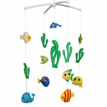 Baby Crib Mobile for Boys and Girls Baby Shower Gift Nursery Infant Room Decor, Colorful Underwater World Fish and Sea Grass
