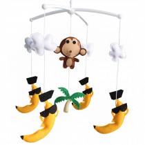 Baby Crib Musical Mobile Hanging Nursery Room Decor Newborn Bedding Crib, Monkey and Banana