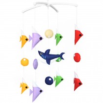 Colorful Ocean Baby Crib Mobile Baby Musical Mobile for Boys and Girls Nursery Room Decor, Sharks and Fishes