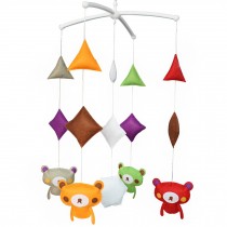 Colorful Bear Baby Crib Bell Handmade Musical Mobile Baby Shower Gift Nursery Decor