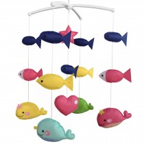 Colorful Whales and Ocean Fishes Baby Crib Mobile Infant Toy Nursery Bed Decoration Musical Crib Mobile for Baby Shower