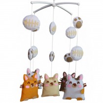 Handmade Baby Crib Mobile Baby Shower Gift Boys Girls Nursery Room Decor, Cute Cats