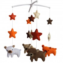 Orange Handmade Baby Crib Mobile Baby Shower Gift Boys Girls Nursery Room Decor, Cute Bears