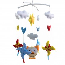Handmade Baby Crib Mobile Animal Hanging Musical Mobile Infant Nursery Room Toy Decor, Pig and Windmill