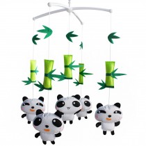 Handmade Baby Crib Mobile Animal Hanging Musical Mobile Infant Nursery Room Toy Decor, Panda and Bamboo