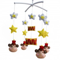 Circus Monkey Handmade Baby Crib Mobile Animal Hanging Musical Mobile Infant Nursery Room Toy Decor