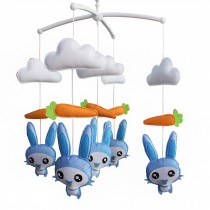 Blue Rabbits Handmade Baby Crib Mobile Animal Hanging Musical Mobile Infant Nursery Room Toy Decor