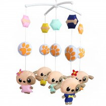 Cute Puppy Girl Handmade Baby Crib Mobile Animal Hanging Musical Mobile Infant Nursery Room Toy Decor