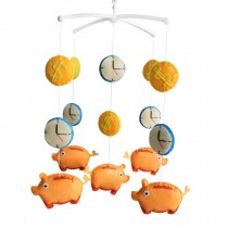 Handmade Baby Crib Mobile Baby Musical Mobile Nursery Room Hanging Animal Toy Decor, Orange Pig