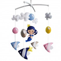 Colorful Ocean Cute Baby Mobile Nursery Decor Musical Crib Mobile for Girls Baby Shower Gift, Mermaid Princess and Fishes