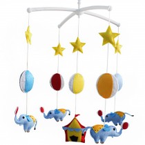 Handmade Baby Crib Mobile Baby Musical Mobile Nursery Room Hanging Animal Toy Decor, Circus Elephant