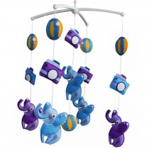 Handmade Baby Crib Mobile Baby Musical Mobile Nursery Room Hanging Animal Toy Decor, Blue Purple Elephant