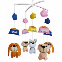 Handmade Baby Crib Mobile Baby Musical Mobile Nursery Room Hanging Animal Toy Decor, Lovely Dogs
