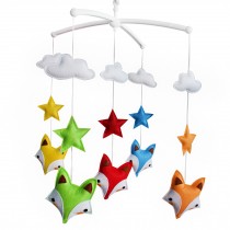 Handmade Baby Crib Mobile Baby Musical Mobile Nursery Room Hanging Animal Toy Decor, Colorful Fox