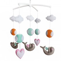 Baby Crib Mobile Infant Room Nursery Bed Decor Hanging Toy Musical Mobile, Lovely Beaver Playing Balls